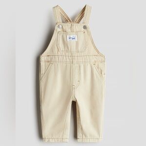 H&M Baby Cotton Canvas Overalls 12-18M Tan Beige Fun Times